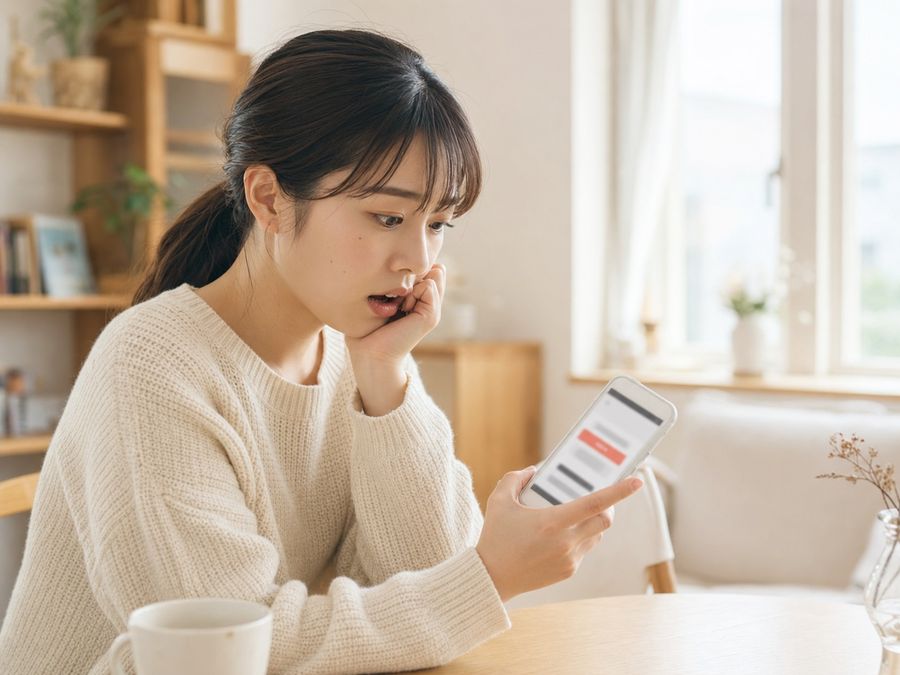 完売画面を見て落胆する様子